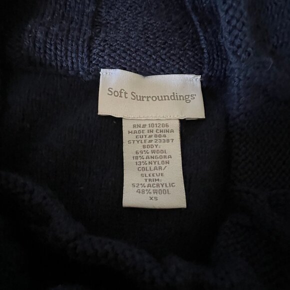Soft Surroundings Wool Angora Wrap XS Navy Knit Poncho Buttons - Picture 6 of 11